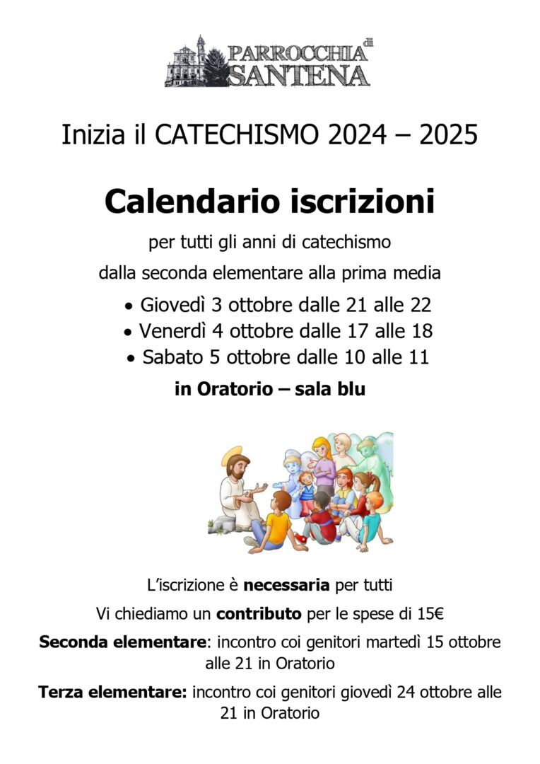 Volantino orari iscrizioni catechismo 2024-25