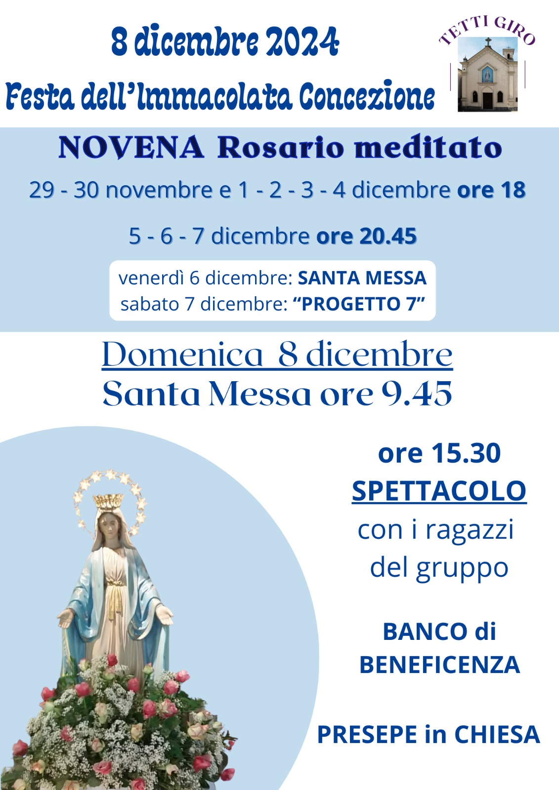 Locandina festa dell'immacolata concezione Tetti Giro 2024