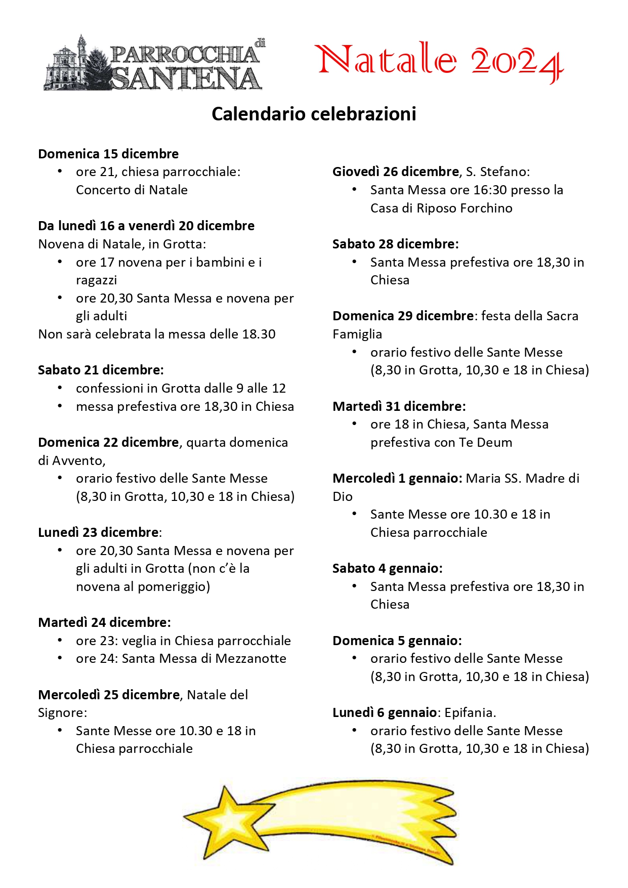 Locandina info e orari Natale 2024